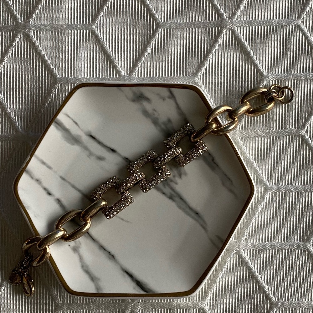 J Crew Gold Jeweled Link Bracelet